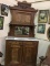 Tall Two PIece Antique Cabinet w/ White Marble