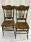 Pair of Matching Pressed Back Oak Kitchen Chairs