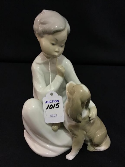 Porcelain Figurine Chilld w. Dog Made in Spain w