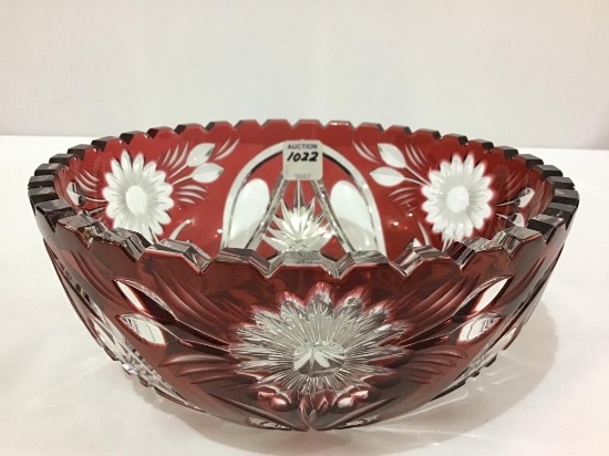 Red Cut to Clear Bowl (3 1/2 Inches Tall