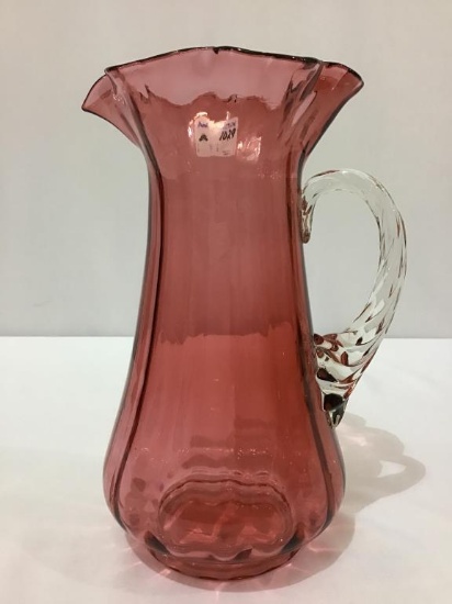 Cranberry Fluted Edge Pitcher (10 1/4 Inches