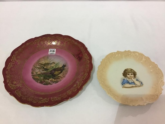 Lot of 2 Decorated Plates Including