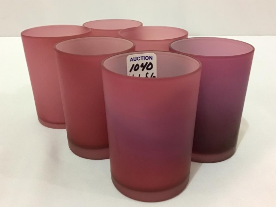 Lot of 6 Cranberry Satin Glass Tumblers