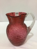 Cranberry Glass Pitcher (Approx. 9 Inches Tall)