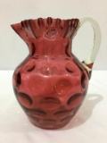 Cranberry Thumbprint Fluted Edge Pitcher