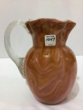 Art Glass Ruffled Edge PItcher (9 Inches Tall)