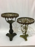 Lot of 2 Sm. Iron & Metal Pedestal Tables