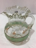 Victorian Ruffled Edge Pitcher w/ Enamel Floral