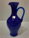 Tall Blue Art Glass Pitcher (14 Inches Tall)