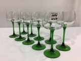 Lot of 10 Matching France Green Stemware