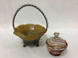 Lot of 2 Including Imperial Slag Glass Covered