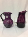 Lot of 2 Amethyst Glass Pitchers Including