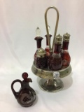 Red Pigeon Blood Cut to Clear Cruet Caster