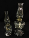 Lot of 2 Kerosene Lamps w/ Chimneys Including