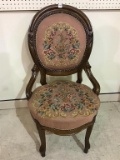Victorian Chair w/ Needle Point Seat & Back
