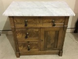 White Marble Top Commode w/ Tear Drop