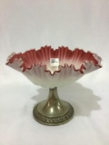 Cranberry & White Ruffled Edge Dish on