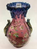 Fabulous Rare Lg. Moser Vase w/ Enamel Floral