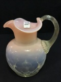 Pink & White Opalescent Glass Pitcher