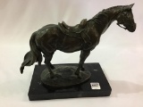 Sm. Horse Statue on Marble Base