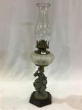 Metal Figural Base Kerosene Lamp w/ Chimney