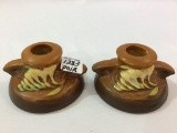 Pair of Roseville Freesia Candleholders #1160-2