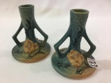 Pair of Roseville Magnolia Candlesticks #1157-