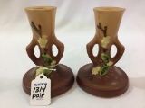 Pair of Roseville Snowberry Candle Holders