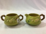 Roseville Apple Blossom Creamer & Sugar