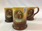 Great Set of 3-Adv. Stoneware Mugs-Round Oak