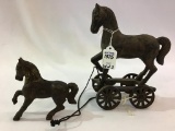 Lot of 2 Cast Iron Horses Including