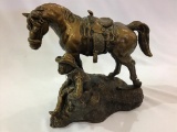 Very Nice Horse & Cowboy Statue by