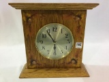 Sm. Contemp. Oak Clock w/ Painted Leaves