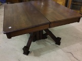 Ornate Lg. Pedestal Square Antique Dining Table