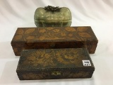 Lot of 3 Including 2-Flemish Art Hanky/Glove Boxes