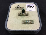 Lot of 3 Ladies Silver Rings Including One