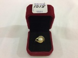 Ladies 14K Gold Ring w/ Large Pearl & Sm.