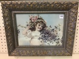 Framed Print of Girl w/ Flowers