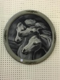 Round Framed Pharroahs Horse Picture