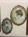 2 Metal Framed Signed Ladies Portrait Pictures-