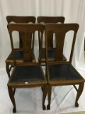 Matching Set of 4 Oak Claw Foot Dining Chairs