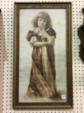 Framed Victorian Girl Print (16 X 28 1/2)
