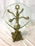 Sm. Heavy Brass Table w/ Glass Top