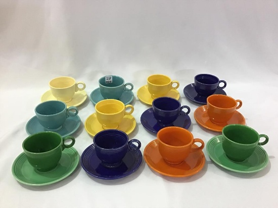 Fiestaware-Lot of 12 Cups w/ Matching Saucers