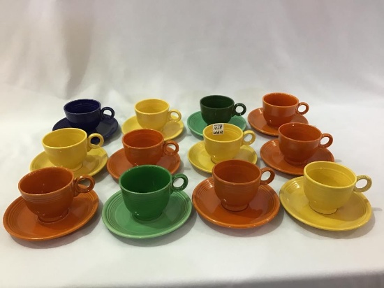 Fiestaware-Lot of 12-Cups w/ Mostly Matching