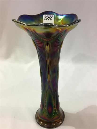 Imperial Carnival Glass Beaded Bullseye Vase