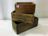 Lot of 3 Sm.  Wood Adv. Ammo Boxes