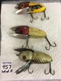 Lot of 3 Heddon Crazy Crawler Fishing Lures