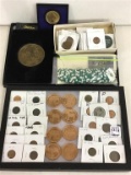 Group of Coins & Tokens Including Copper