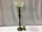 Brass Figural Lamp Base w/ Satin Glass Shade